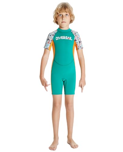 Gogokids Neoprenanzug Kinder Kurze Ärmel Tauchanzug Front Reißverschluss UV 50+ Sonnenschutz Ultrastretch Ideal für Schwimmen Surfen Wassersport von Gogokids