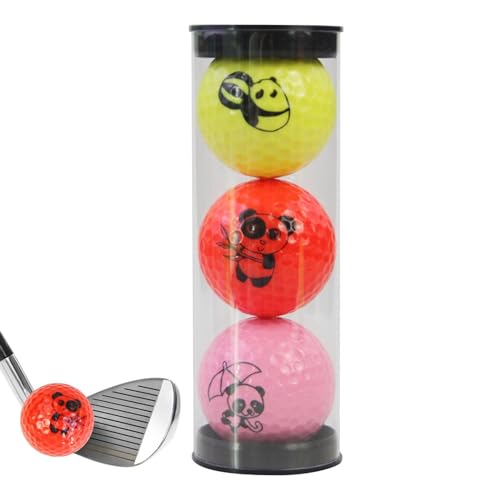 Panda Golfball | 3 Stück Fantasy Golfbälle bemerkenswert – Lustiges tragbares Golfzubehör, Golfgeschenk, Golfbälle für Erwachsene, Familientreckung und geradere Schieße, t von Gohemsun