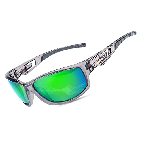 Goiteia Polarisierte Sonnenbrille Radsportbrille Herren Damen mit UV400 Schutz- Sportsonnenbrille zum Radfahren Autofahren Laufen Wandern Angeln Unzerbrechlicher Leichter TR90 Rahmen (Grün) von Goiteia