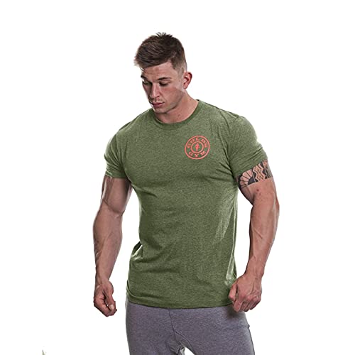 Gold's Gym Herren Linke Brust Workout Premium Training Fitness Gym Sport Basic T-Shirt mit Logo Army Marl Orange XL von Gold's Gym