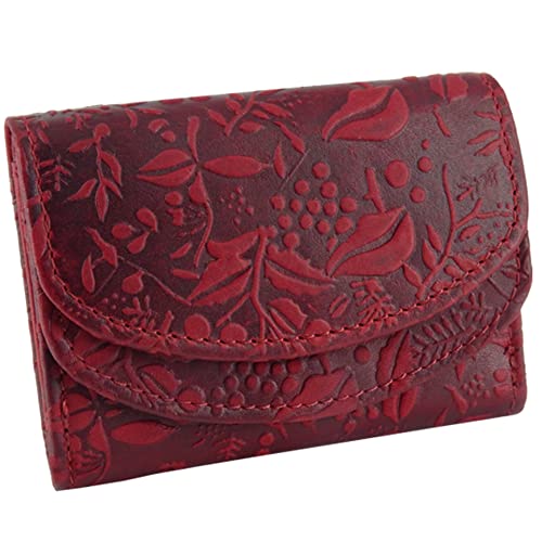RFID Schutz kleine Geldbörse Portemonnaie, Portmonee aus Leder Frauen Damen Langbörse Geldbeutel Geldtasche Frauen Design (rot) von Golden Deer