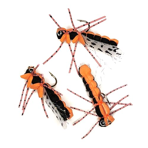 Foam Cicada – 3 Stück – Terrestrischer Trockenfliegenanzieher – unsinkbarer Schaumstoff – Dropper Rig – Fliegenfisch für Forellen, Barsch, Bluegill, Crappie und andere Wildfische (#8) von Golden Tippet