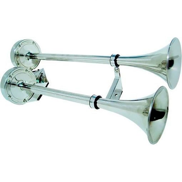 Goldenship 12v Double Electric Trumpet Horn Silber 40-47 cm von Goldenship