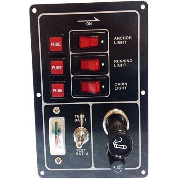 Goldenship 15a 12v Illuminated 3 Switches Panel With Fuse Holders Schwarz 115 x 165 mm von Goldenship