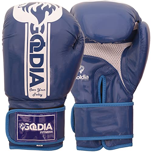 Boxhandschuhe, Sparring, Kunstleder, für Damen und Herren, Blau, 400 g von Goldia Fitness