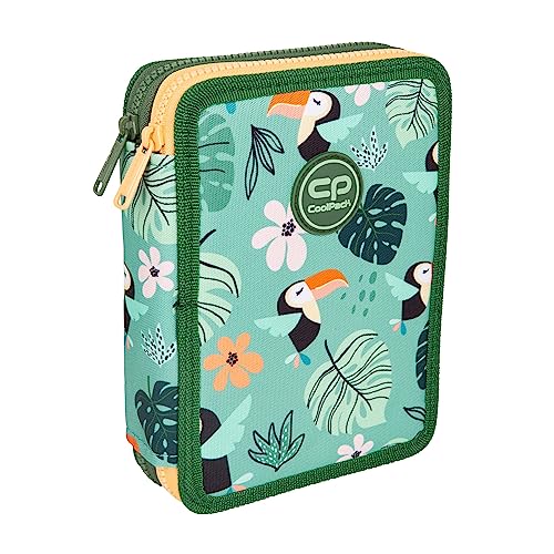 Goldkids COOLPACK XXXL Federtasche Federmappe Federmäppchen 38-teilig gefüllt Schüleretui 2-stockig 20 x 14 x 5 cm Toucans Tukane inkl. Aufgabenheft von Goldkids