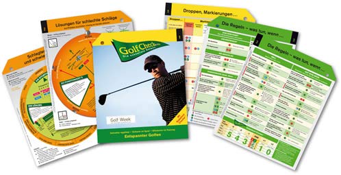 GolfCheck 3tlg Fächer/effiz. im Golf Training und Golfspiel/Platzreife/Golfregeln/Golfbälle schwierige Lagen/Golfschwung Schlagweiten verbessern/Geschenk für Golfer/Golf Zubehör von GolfCheck