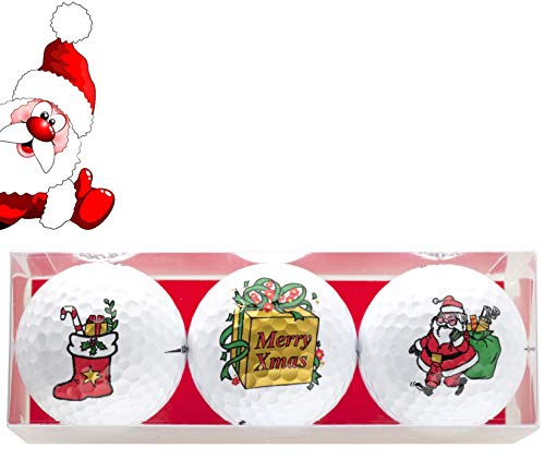 Golfgeschenk 3 Golfbälle im Weihnachts-Design Nikolausstiefel, Geschenk, Santa von Golfas