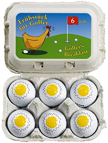 Lustiges Golfgeschenk/Ostergeschenk Frühstück für Golfer 6 witzige Golfbälle in der Eierverpackung von Golfas