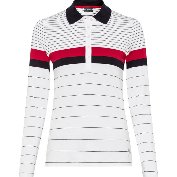 Golfino Polo Autumn Club Striped langarm weißrotschwarz von Golfino