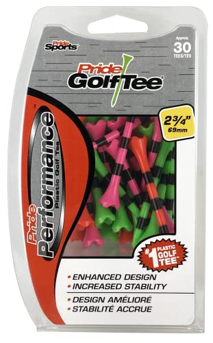 PRIDE GOLF TEE Golf Spikes Pride Performance Golftee, gestreift, Citrus-Mix, 6,4 cm, 30 Stück Tees, 2.75 von PRIDE GOLF TEE