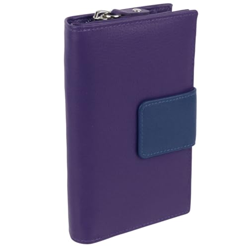 Golunski Leder Damen Bunte Zip Around Geldbörse Portemonnaie, violett / blau, Einheitsgröße, Zeitgenössisch, 8-003 von Golunski