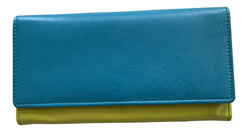 Golunski RFID-blockierende Damen-Geldbörse, Leder, 18 x 9,5 x 2 cm, Mehrfarbig Grün, Einheitsgröße, Klassisch von Golunski