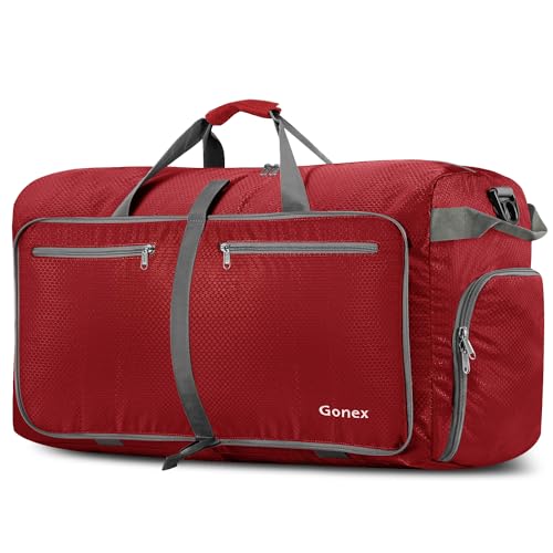 Gonex Leichter Faltbare Reise-Gepäck 100L Duffel Taschen Sporttasche für Reisen Sport Gym Urlaub Rot von Gonex
