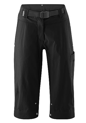 Gonso Ruth 3/4, Damen Fahrradhose 3/4, 2in1 Bikeshorts, Einknöpfbare Radunterhose mit Relax Gel Comfort Sitzpolster, Wasser- und fleckabweisend, Weite Passform, PFC-Frei Schwarz,Gr.44 von Gonso