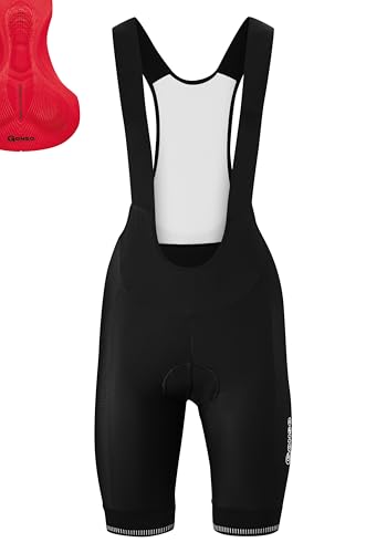 Gonso Sitivo W BIB, Kurze Damen Träger-Radhose, Mit Sitivo Red Comfort Sitzpolster, Hohe Bewegungselastizität und Antirutsch-Silikon-Beingummi, Enganliegende Passform, Schwarz/Rot, Gr. 34 von Gonso