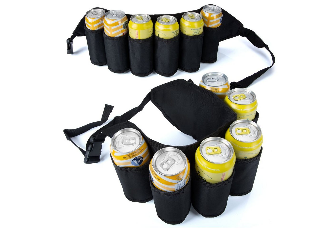 Goods+Gadgets Trinkgürtel Bier-Holster Bierflaschen-Halter Biergürtel Flaschenhalter (6-Fach) von Goods+Gadgets