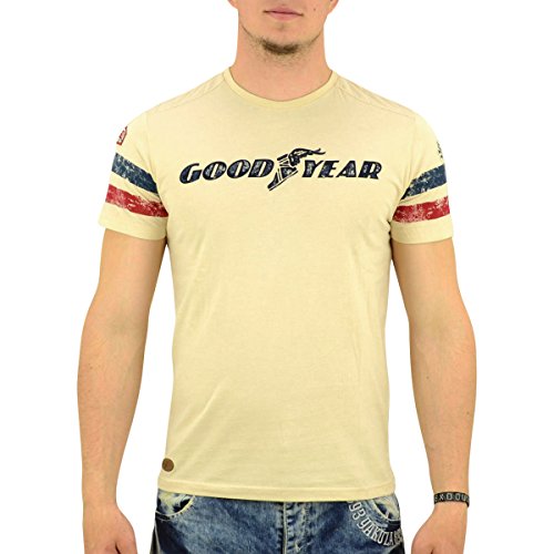 Goodyear Grand Bend Männer T-Shirt beige XXL 100% Baumwolle Biker, Rockabilly, Rockwear, Streetwear von Goodyear