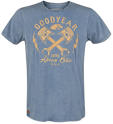 Goodyear Meaford Männer T-Shirt hellblau L 100% Baumwolle Biker, Rockabilly, Rockwear, Streetwear von Goodyear