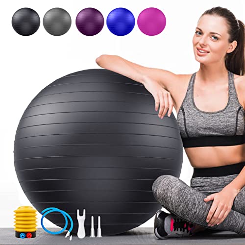 Soft Palla da Pilates Grande, Anti-scoppio Fitball Sostegni 2200lbs, Fit Ball Palloni w/Pompa, Yoga Softball per Fitness Ginnastica Gravidanza Ritmica Fisioterapia Bambina (Ufficio & Casa & Scuola von Goonidy