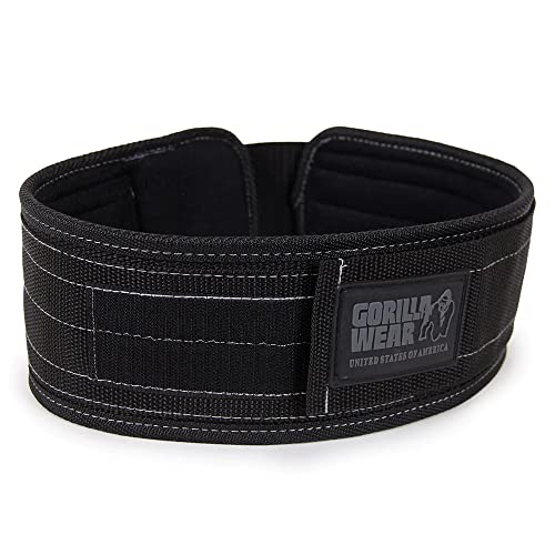 Gorilla Wear 4 Inch Nylon Belt - schwarz - Bodybuilding und Fitness Gürtel für Damen und Herren, M-L von Gorilla Wear
