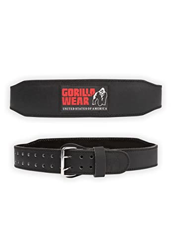 Gorilla Wear - 4 Inch Padded Leather Lifting Belt - Schwarz/Rot - Bodybuilding Krafttraining Gym Training Gewichtheben Unterstützung Stabilisierung mit Logos für Sport aus Leder, L-XL von Gorilla Wear