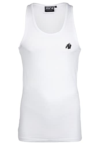 Gorilla Wear - Adams Stretch Tank Top - weiß - Bodybuilding Sport Alltag Freizeit mit Logo Aufdruck leicht und bequem für optimale Bewegung aus Baumwolle und Elasthan, 3XL von Gorilla Wear