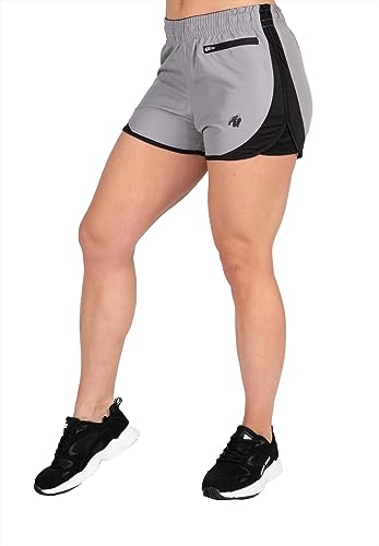 Gorilla Wear - Alice Shorts - Grau - Bodybuilding Sport Alltag Freizeit mit Logo Aufdruck leicht und bequem für optimale Bewegung aus Polyester, L von Gorilla Wear