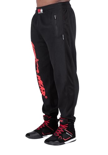 Gorilla Wear - Augustine Old School Pants - Schwarz/Rot - Bodybuilding und Fitness Bekleidung Herren Jogging Laufen bequem mit Logoaufdruck, L-XL von Gorilla Wear