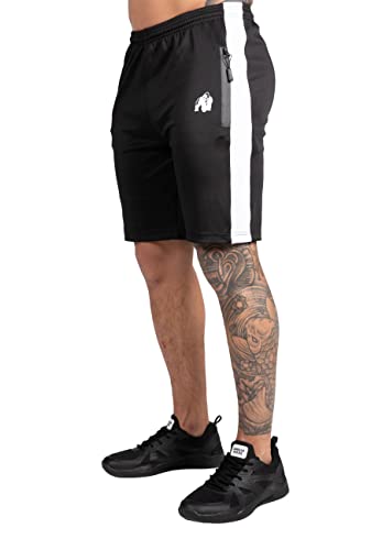 Gorilla Wear - Benton Track Shorts - Schwarz - Bodybuilding Sport Alltag Freizeit mit Logo Aufdruck leicht und bequem für optimale Bewegung aus Polyester und Spandex, L von Gorilla Wear