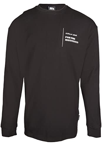 Gorilla Wear Boise Oversized Long Sleeve - schwarz - hochwertig aus robustem und dehnbarem Stoff für Bodybuilding und Fitness übergroße Passform Logo, S von Gorilla Wear