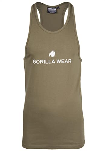 Gorilla Wear - Carter Stretch Tank Top - grün - Bodybuilding Sport Alltag Freizeit mit Logo Aufdruck leicht und bequem für optimale Bewegung aus Baumwolle und Elasthan, XL von Gorilla Wear