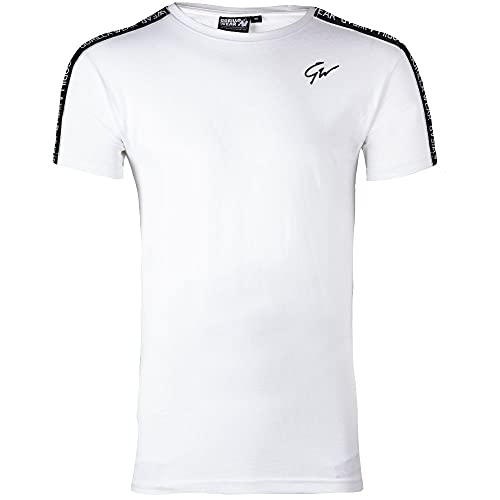 Gorilla Wear Chester Shirt - weiß - atmungsaktive leichtes bequemes Oberteil mit Logo zum Sport joggen Laufen Alltag Workout Training aus Baumwolle ansprechende Passform, 3XL von Gorilla Wear