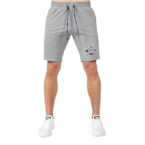 Gorilla Wear Cisco Shorts - grau - Funktionelle leichte Kurze Hose mit Logo Aufdruck zum Sport Alltag Freizeit Workout Training aus Baumwolle Polyester bequem, M von Gorilla Wear
