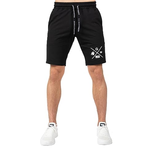 Gorilla Wear Cisco Shorts - schwarz - Funktionelle leichte Kurze Hose mit Logo Aufdruck zum Sport Alltag Freizeit Workout Training aus Baumwolle Polyester bequem, S von Gorilla Wear