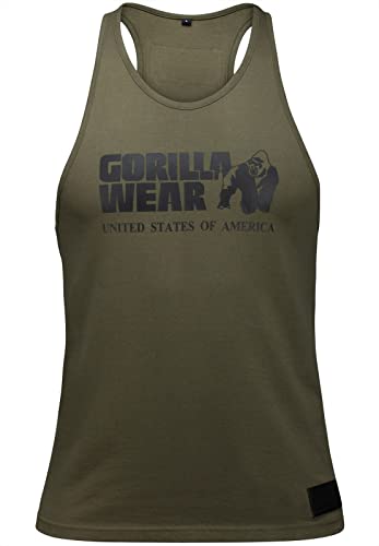 Gorilla Wear Classic Fitness Tank Top - Armeegrün - Bodybuilding Sport Freizeit mit Logo Aufdruck leicht und bequem für optimale Bewegung aus Baumwolle, 3XL von Gorilla Wear