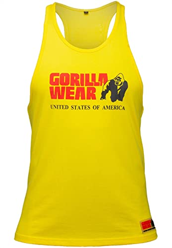 Gorilla Wear Classic Fitness Tank Top - gelb - Bodybuilding Sport Freizeit mit Logo Aufdruck leicht und bequem für optimale Bewegung aus Baumwolle, 3XL von Gorilla Wear