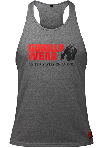 Gorilla Wear Classic Fitness Tank Top - grau - Bodybuilding Sport Freizeit mit Logo Aufdruck leicht und bequem für optimale Bewegung aus Baumwolle, S von Gorilla Wear