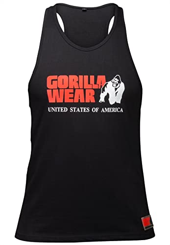 Gorilla Wear Classic Fitness Tank Top - schwarz - Bodybuilding Sport Freizeit mit Logo Aufdruck leicht und bequem für optimale Bewegung aus Baumwolle, XXL von Gorilla Wear