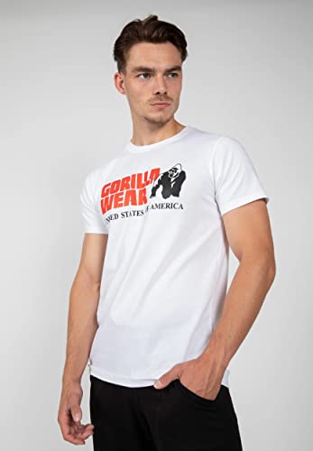 Gorilla Wear Classic T-Shirt - weiß - klassisches Oberteil mit Logo zum Sport Alltag Training Workout Laufen Joggen bequem Normale Passform leicht aus Baumwolle bewegungsfreiheit groß, XXL von Gorilla Wear