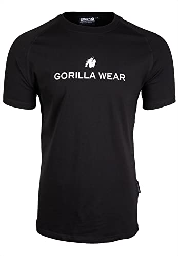 Gorilla Wear - Davis T-Shirt - schwarz - Bodybuilding Sport Alltag Freizeit mit Logo Aufdruck leicht und bequem für optimale Bewegung aus Baumwolle und Elasthan, S von Gorilla Wear