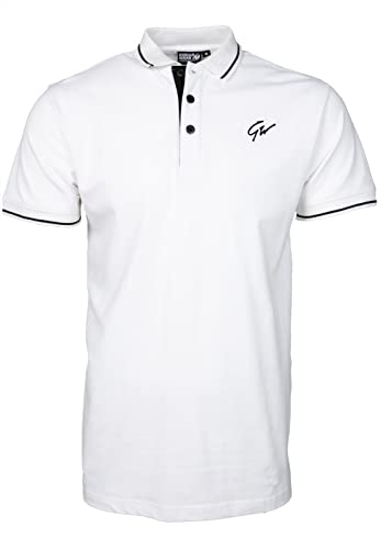 Gorilla Wear Delano Polo - weiß - leichtes bequemes Hemd mit Logo zum Sport Freizeit Alltag Workout Feste Stoffe mit Knöpfen aus Baumwolle Elasthan Normale Passform, S von Gorilla Wear