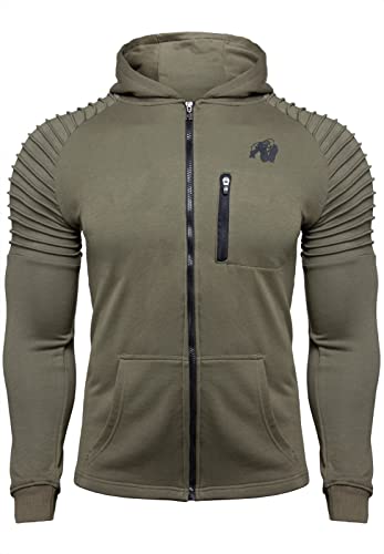 Gorilla Wear - Delta Hoodie - grün - Bodybuildung Fitness Sport Alltag Langarm Lange Ärmel Bequem Reissverschluss mit Tasche Enge Passform Baumwolle Polyester Pullover praktisch, 3XL von Gorilla Wear