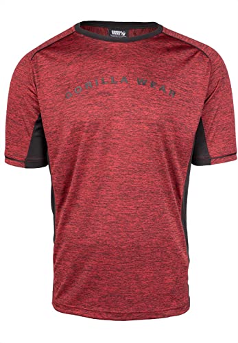 Gorilla Wear - Fremont T-Shirt - Rot/Schwarz - Bodybuilding Sport Alltag Freizeit mit Logo Aufdruck leicht und bequem für optimale Bewegung aus Polyester, L von Gorilla Wear