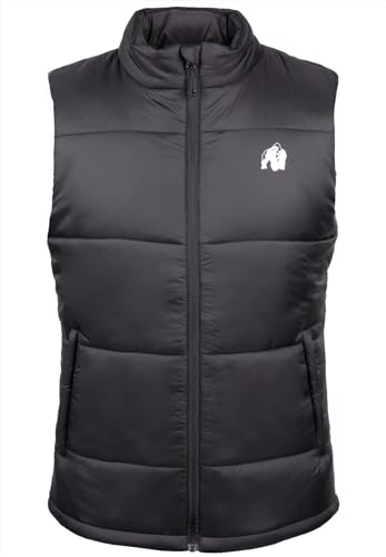 Gorilla Wear Irvine Puffer Vest Schwarz Fitness Weste Herren Stepmuster (DE/NL/SE/PL, Alphanumerisch, XXL, Regular, Regular, Schwarz) von Gorilla Wear