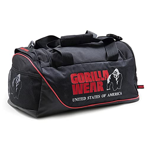 Gorilla Wear Jerome Gym Bag - schwarz/rot - Bodybuilding und Fitness Sporttasche für Damen und Herren mit Logo Aufdruck absolut praktisch mit viel Stauraum von Gorilla Wear