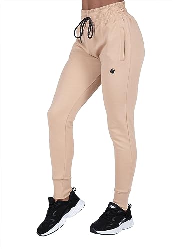 Gorilla Wear - Marion Sweatpants - Beige - Bodybuilding Sport Alltag Freizeit mit Logo Aufdruck leicht und bequem für optimale Bewegung aus Polyester Baumwolle, XL von Gorilla Wear