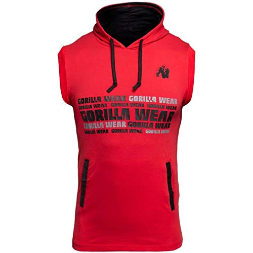 Gorilla Wear Melbourne S/L Hooded T-Shirt - Bodybuilding und Fitness Bekleidung für Herren, rot, M von Gorilla Wear