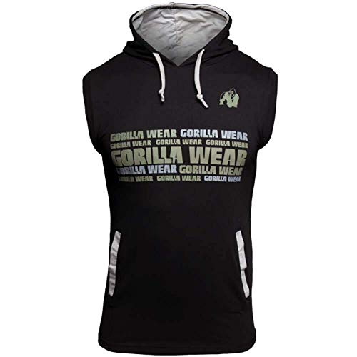 Gorilla Wear Melbourne S/L Hooded T-Shirt - Bodybuilding und Fitness Bekleidung für Herren, schwarz, M von Gorilla Wear