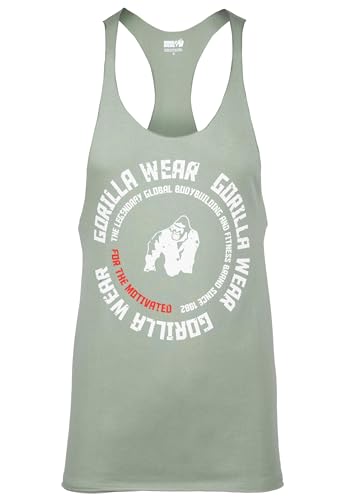 Gorilla Wear Melrose Stringer – Schwarz - Bodybuilding Tank Top Herren Logo Brust schmale Träger (DE/NL/SE/PL, Alphanumerisch, XL, Regular, Regular, grün) von Gorilla Wear